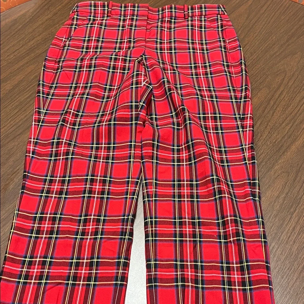 J Crew red plaid Kallie pants, size 8, NWT‎